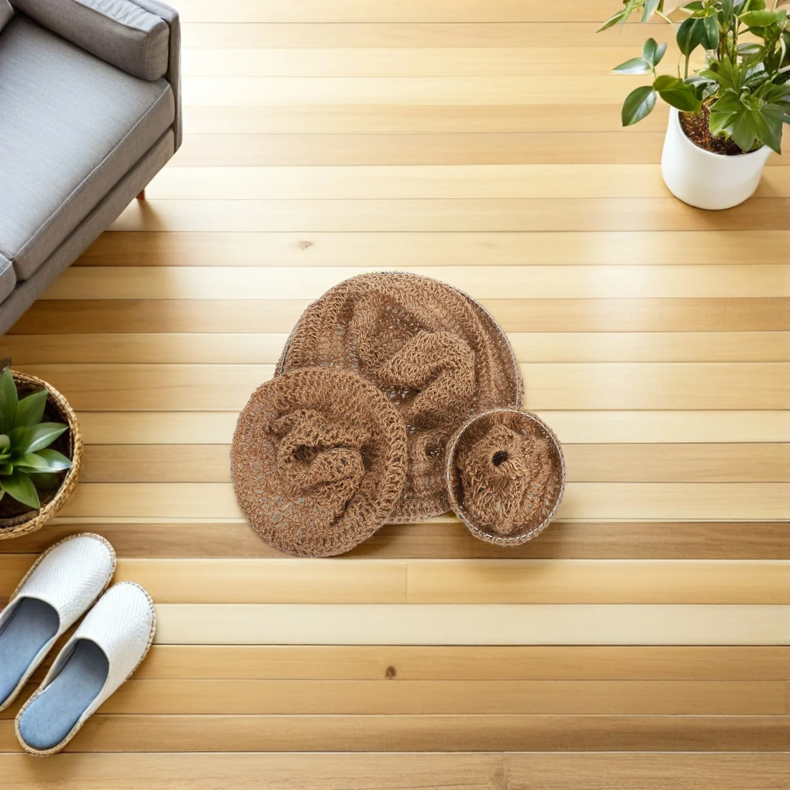 

3 Pcs Hemp Rope Lampshade Bathroom Light Hand Woven Decor Jute Hand-woven Bamboo Bohemian Style Iron