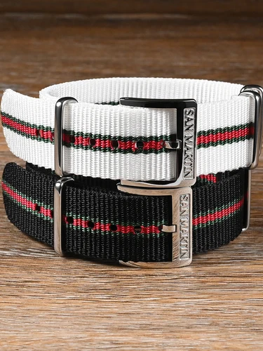 Imagen 2 del producto San Martin-Correa de nailon elástica de alta calidad, 20mm, piloto, paracaidista militar, correa de tipo Universal, cierre 316L, piezas de reloj