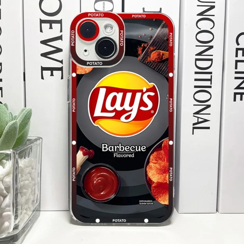 Lay's Potato Chips Phone Case Telefoon For IPhone 14ProMax 13 14 12 11 Pro Max Mini Transparent Angel Eyes Cover