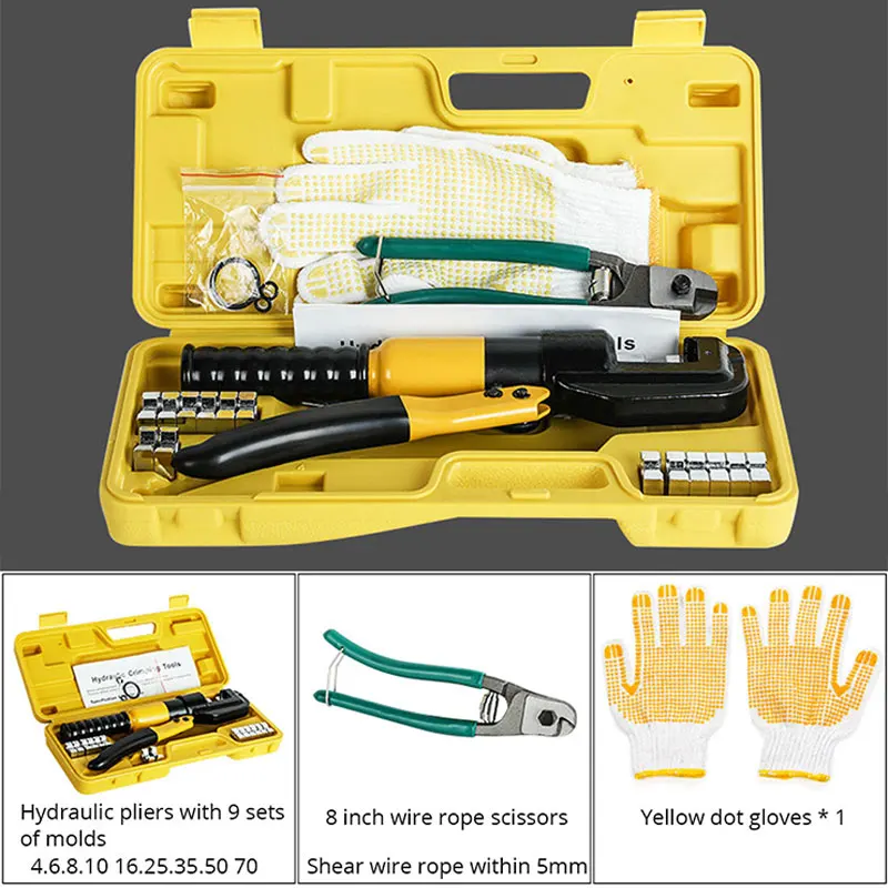 Hydraulic Hand Crimping Pliers Set 4-70mm² Cable Terminal Crimping Pliers Small Manual Multi-function Hydraulic Crimping Tool