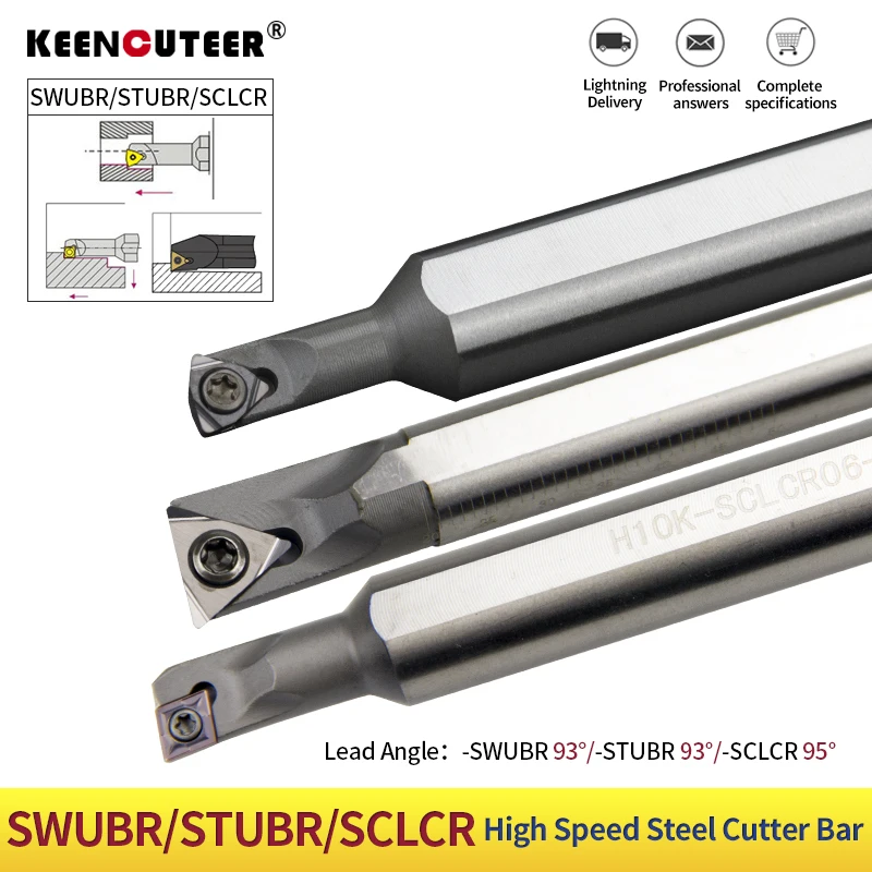 HSS Large handle small head turning tool bar H06K-STUBR06/H1005K-SWUBR06/ H10K-SCLCR06-16  Carbide Inserts TBGT/WBMT/CCMT