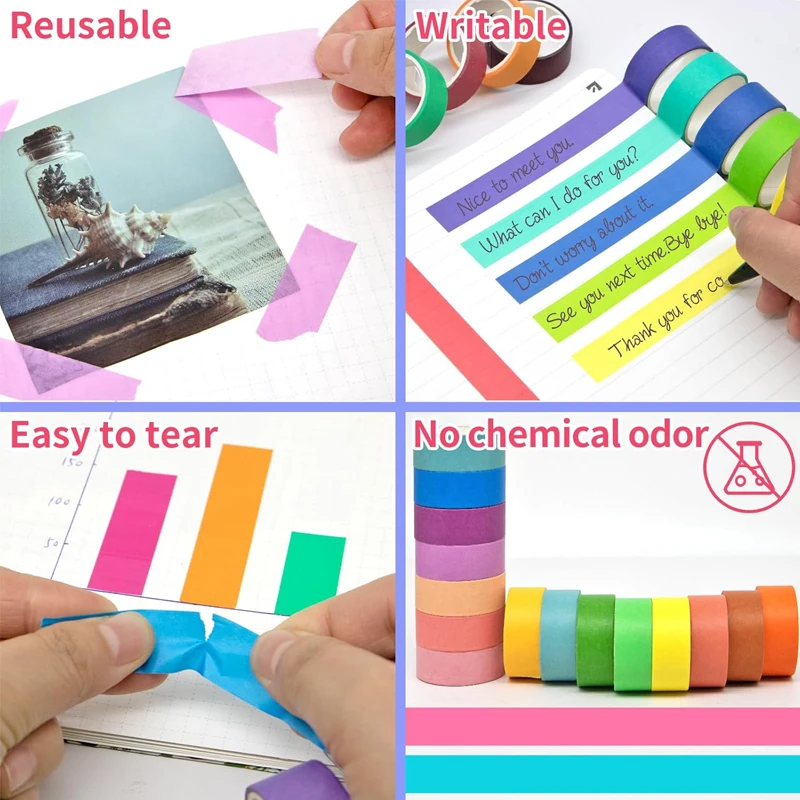 60 Rolls 8mm 15mm Rainbow Colored Washi Tape Decor Masking Tape For Bullet Journaling Scrapbooking DIY Art &Craft Christmas Gift