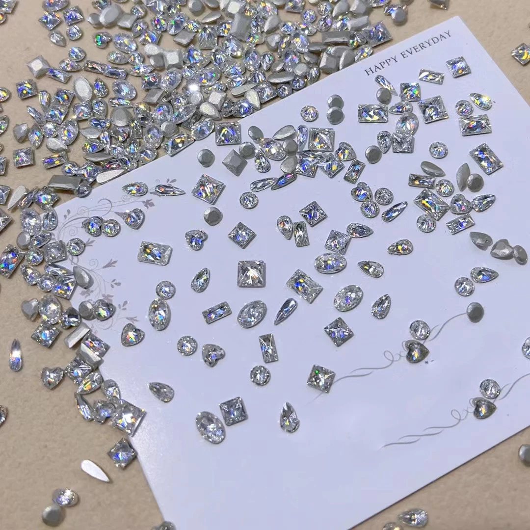 50/100Pcs Mixed Mini Clear/Pink/Champagn Gold Nail Art Rhinestone 2/3/4mm Water Drop/Oval/Sequare Nail Diamond Luxury Crystal