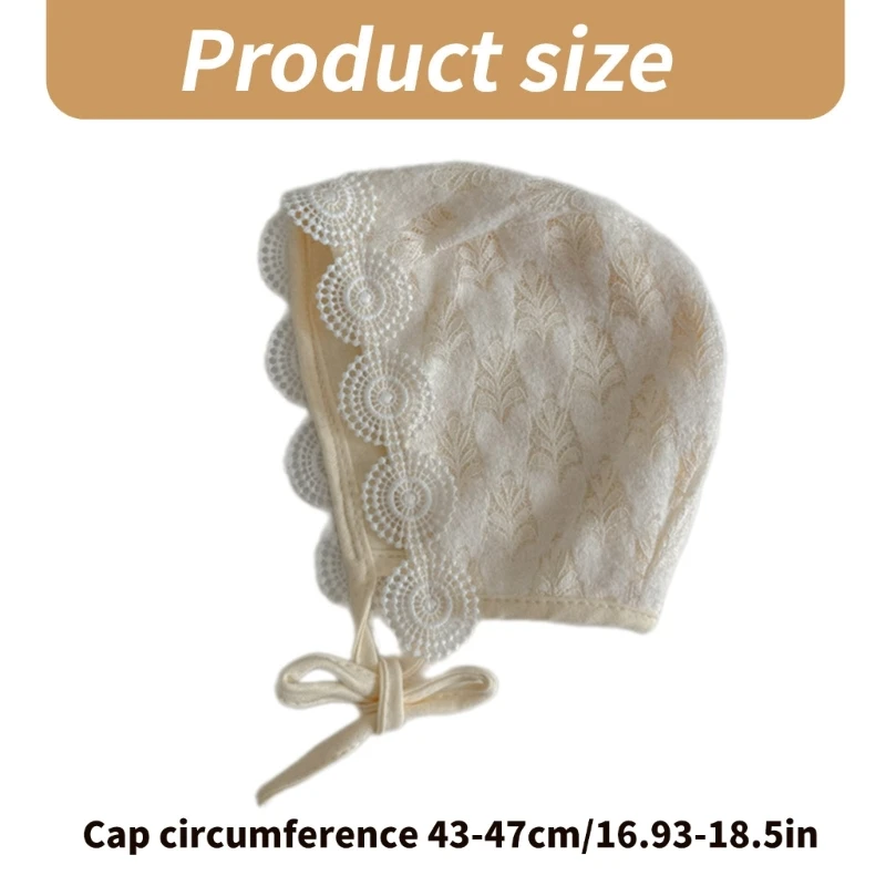 Delicate Lace Hat Newborns Bonnet Soft and Cotton Fetal Caps for Infants Girls QX2D