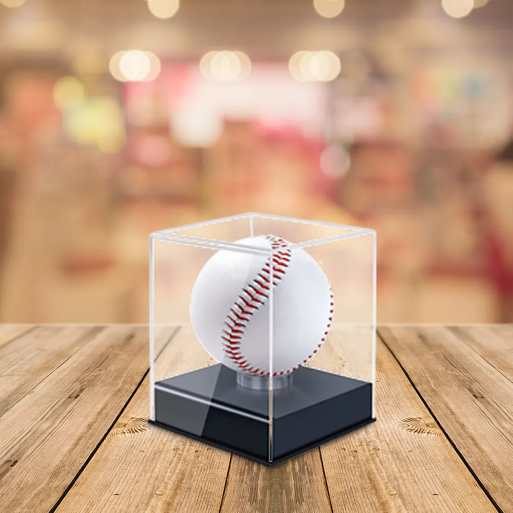 Clear Display Box for Baseball Softball Rugby Collectibles 2Pcs Acrylic Showcase Case Cap Bobble Head Figure Storage Model Car