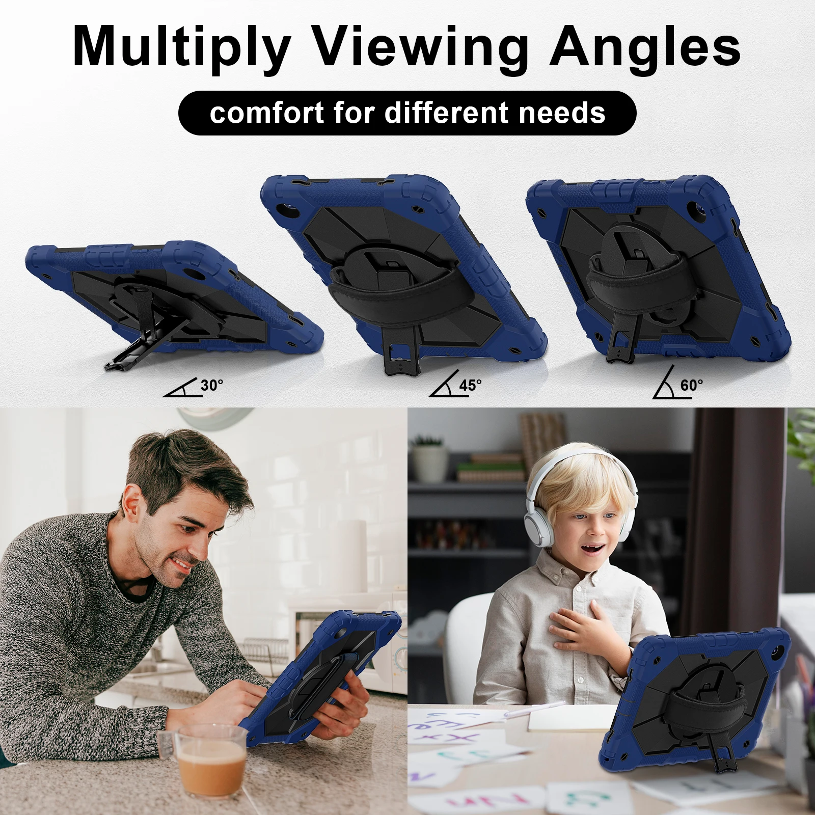 حافظة بحامل دوران 360 درجة لهاتف سامسونج تاب A9 بلس A9+ حافظة تابلت بمسند مقاوم للصدمات مع غطاء صلب بمقبض