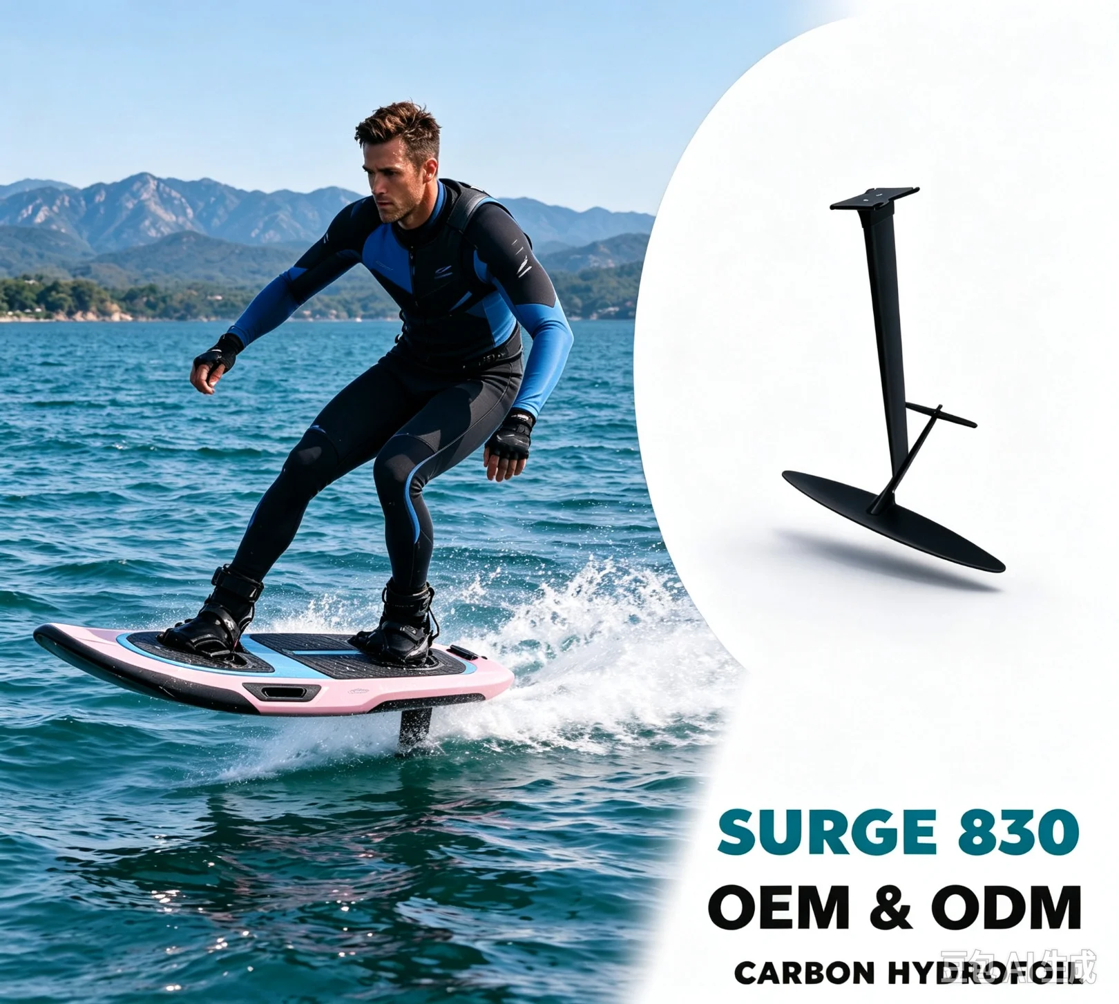 SURGE 830 Carbon Hydrofoil Front Wing, 728 Sqcm Small Blade, Kitesurf Wing Foil for Surfboard High Performance Water Sports