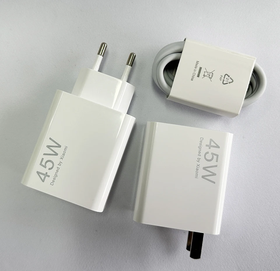 Cargador Original Xiaomi Redmi de 45W, Adaptador de Carga Rápida EU de 33W 18W 27W, Cable Tipo C, Mi Poco M7 X7 K40 Note