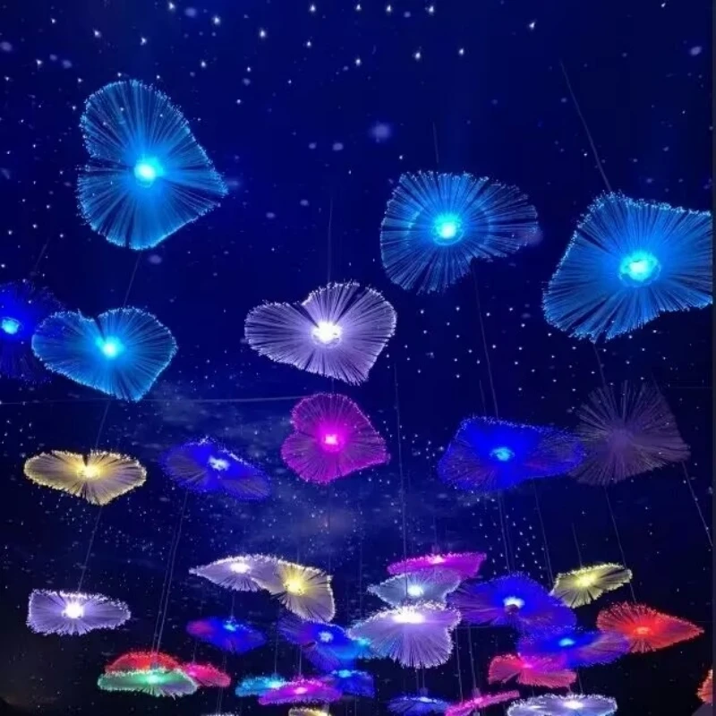 

5 шт., 10CPS, 20 см, красочное оптоволокно, светодиодная подвесная лампа в форме сердца в форме сердца для ландшафтного освещения рождественского парка