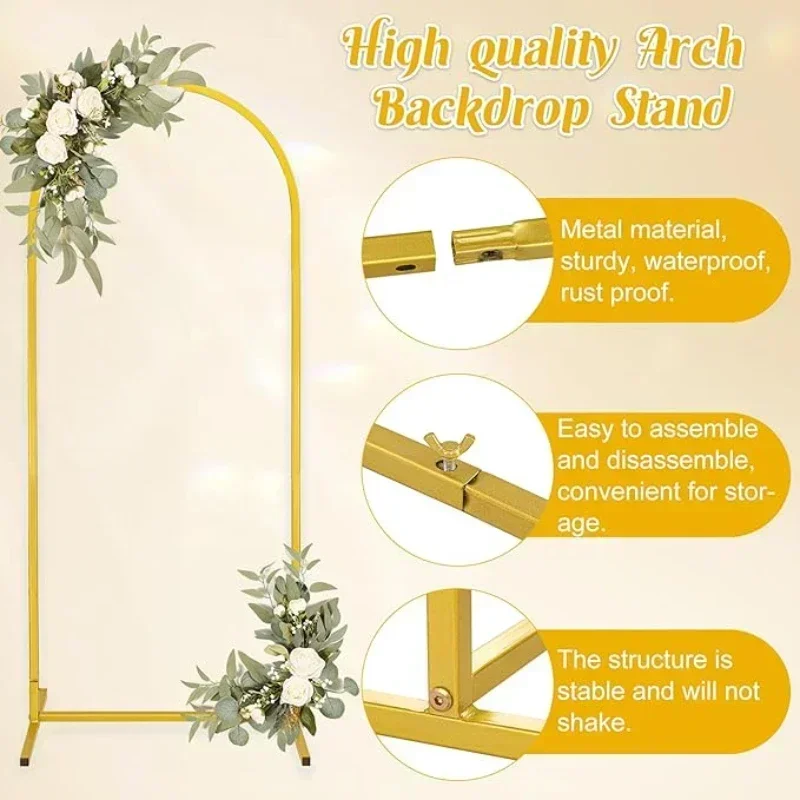 Multi Sizes Gold Arch Backdrop Stands Wedding  Backdrops,Flower Supports, Birthday Party Balloons Decoration Props Metal Frames