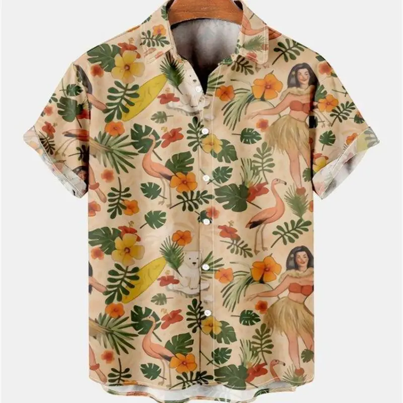 Blumenmuster Shirt für Herren Vintage Kleidung Urlaub Kurzarm Blumen lässig soziale übergroße bedruckte Mode Tops Dazn