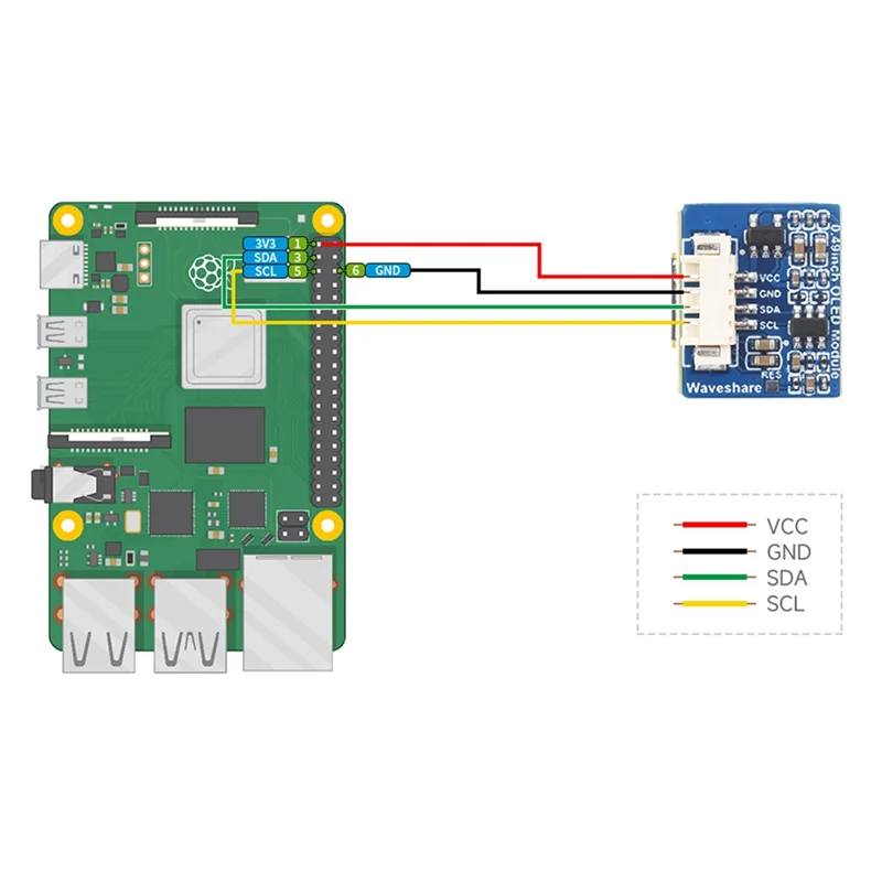 Nuevo-Módulo de pantalla OLED Waveshare de 0,49 pulgadas 64X32 píxeles SSD1315 I2C pantalla blanca y negra para Arduino/Raspberry Pi/ESP32/Pico/