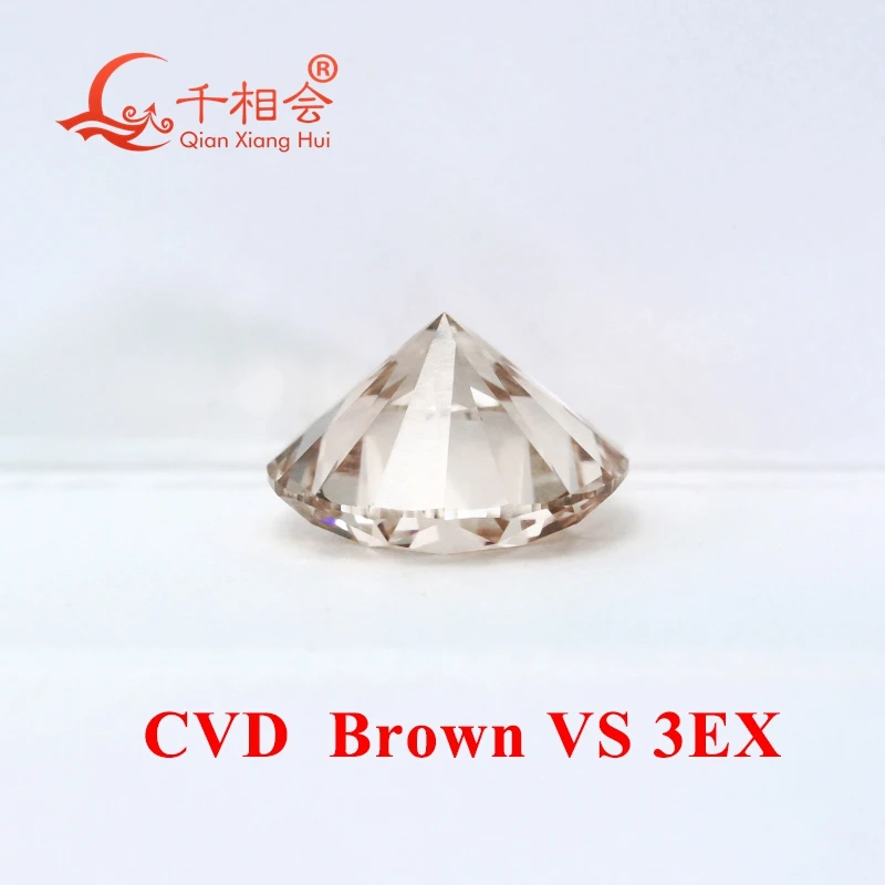 CVD diamond 1ct -2.7ct clarity Brown color round shape GEMID certificated lab grown diamond loose stone