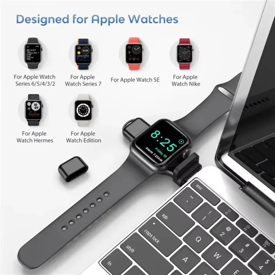 2 In 1 Magnetic Watch Wireless Charger Interface Portable Type-C USB for Apple Watch iWatch 9 8 7 6 5 SE 4 3 2 Fast Charging