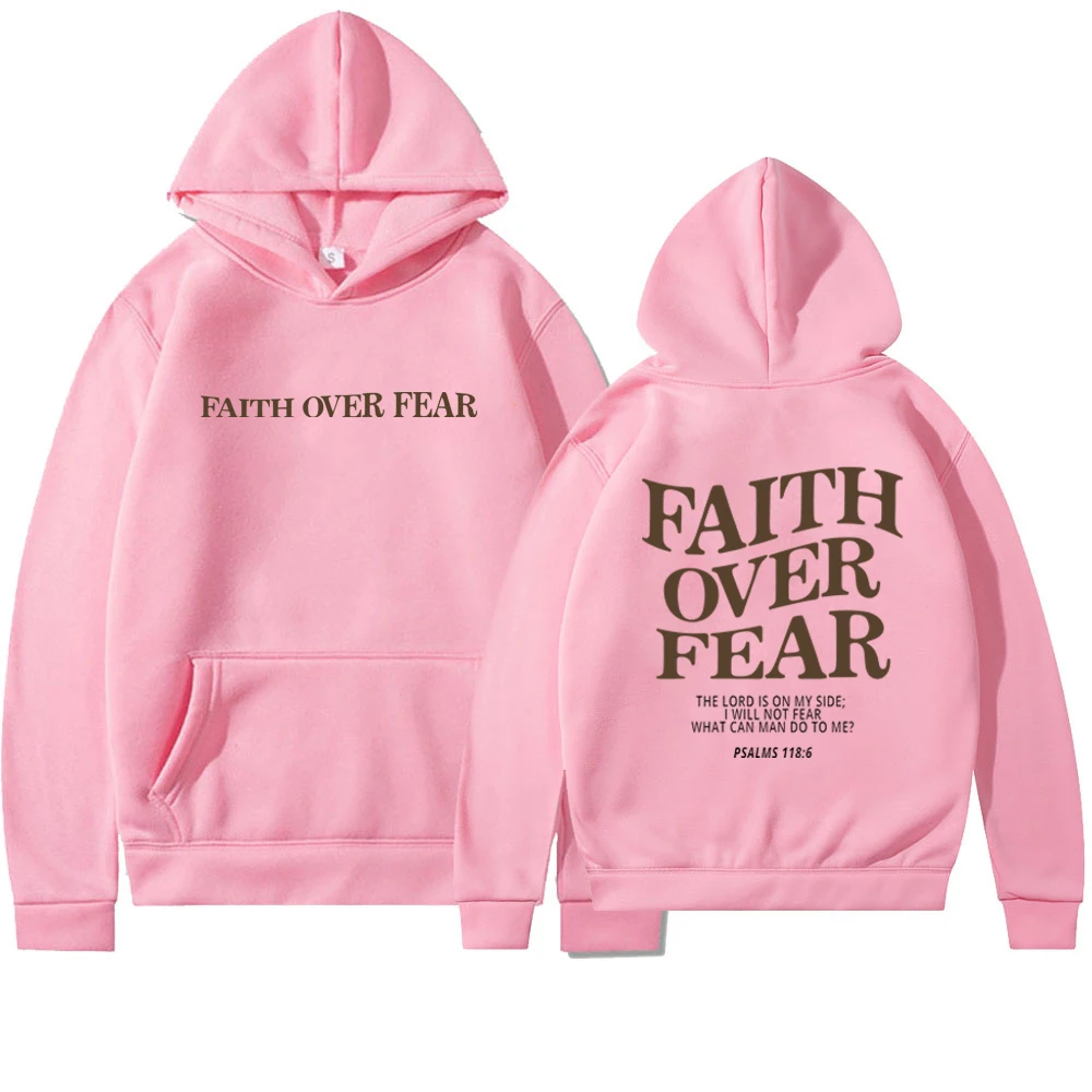 

Faith conquers fear Christian hooded sweatshirt fashionable hooded sweatshirt Bible poetry shirt unisex aesthetic clothing