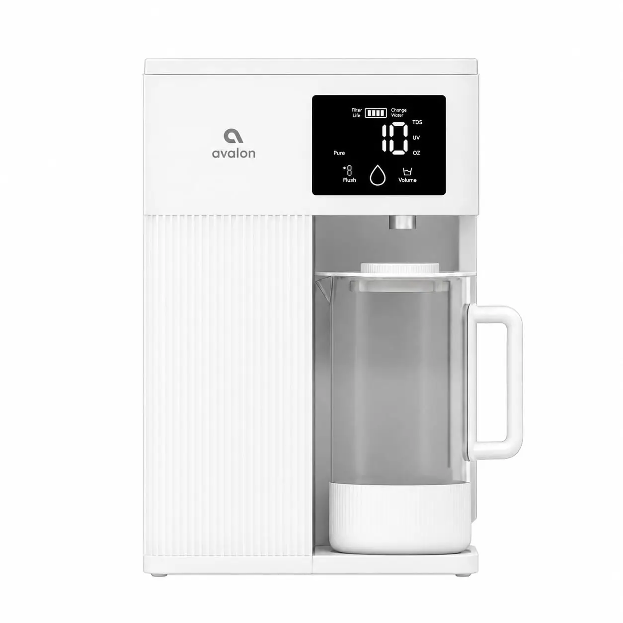Countertop Reverse Osmosis Water Dispenser with Pitcher, White, 4-Stage Filtration System, Digital Display, TDS Level Reading, Filter Indicator, Self-Cleaning Feature