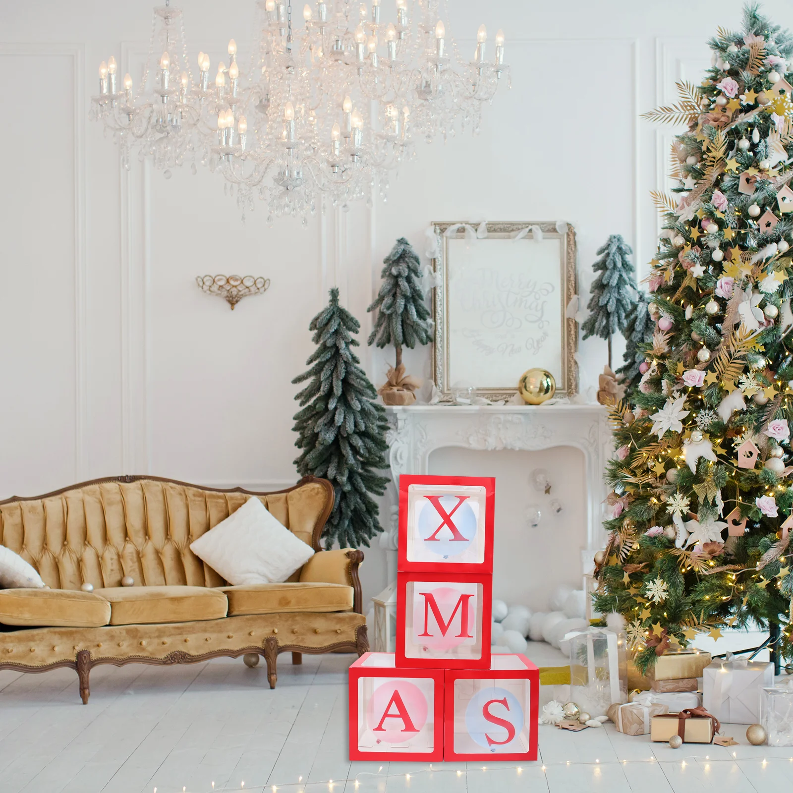 

1 set Balloon Christmas Box Bride Decorations Pink White Cardboard Storage Boxes Reusable Xmas Party Supplies for Home Hotel