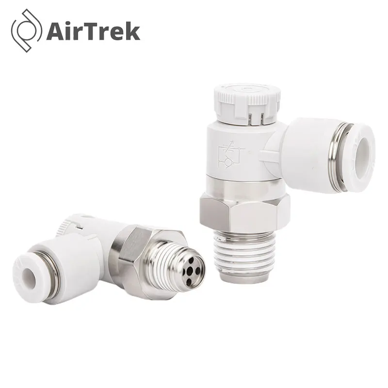 PTL Series Speed Controller with One-touch Fitting Meter-out Throttle valve Pneumatic fitting ThreadM5 1/8 1/4 3/8 1/2