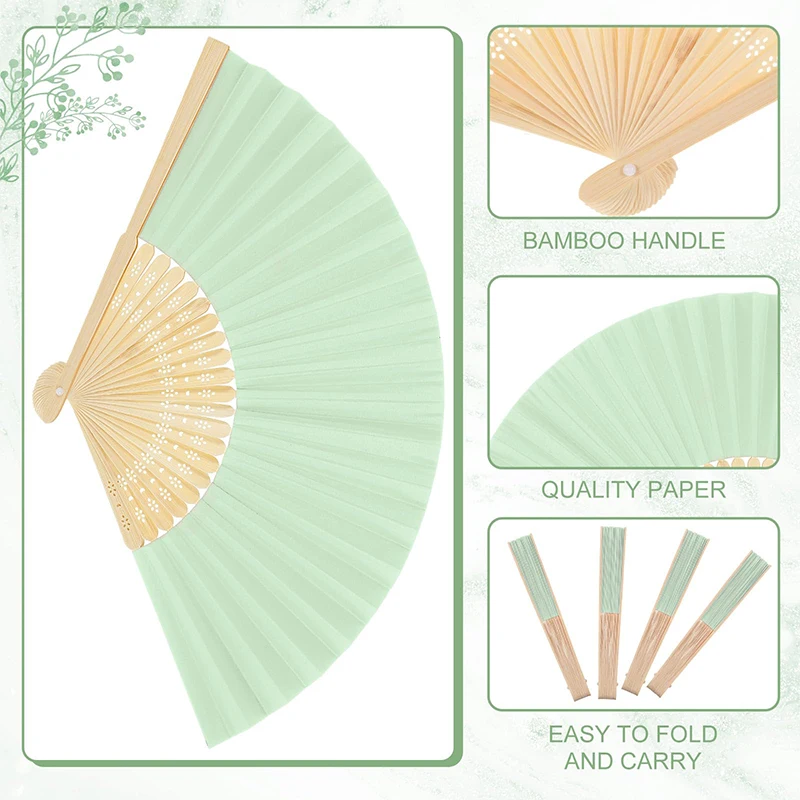 1 Piece Chinese Performance Dance Fan Folding Solid Color Plain Wood Hand Fan Bamboo Blank Hand Clack Fan