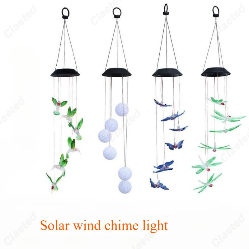 LED Solar Hummingbird Wind Chime Lamp Butterfly Lamp Courtyard Garden Landscape Decoration Atmosphere Lighting Fixture