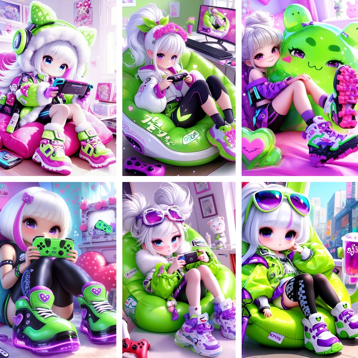 

5D DIY Diamond Painting Gaming Doll Themed Night City Gamer Aesthetic Full Square Cross Stitch Dreamy Neon Interior Poster