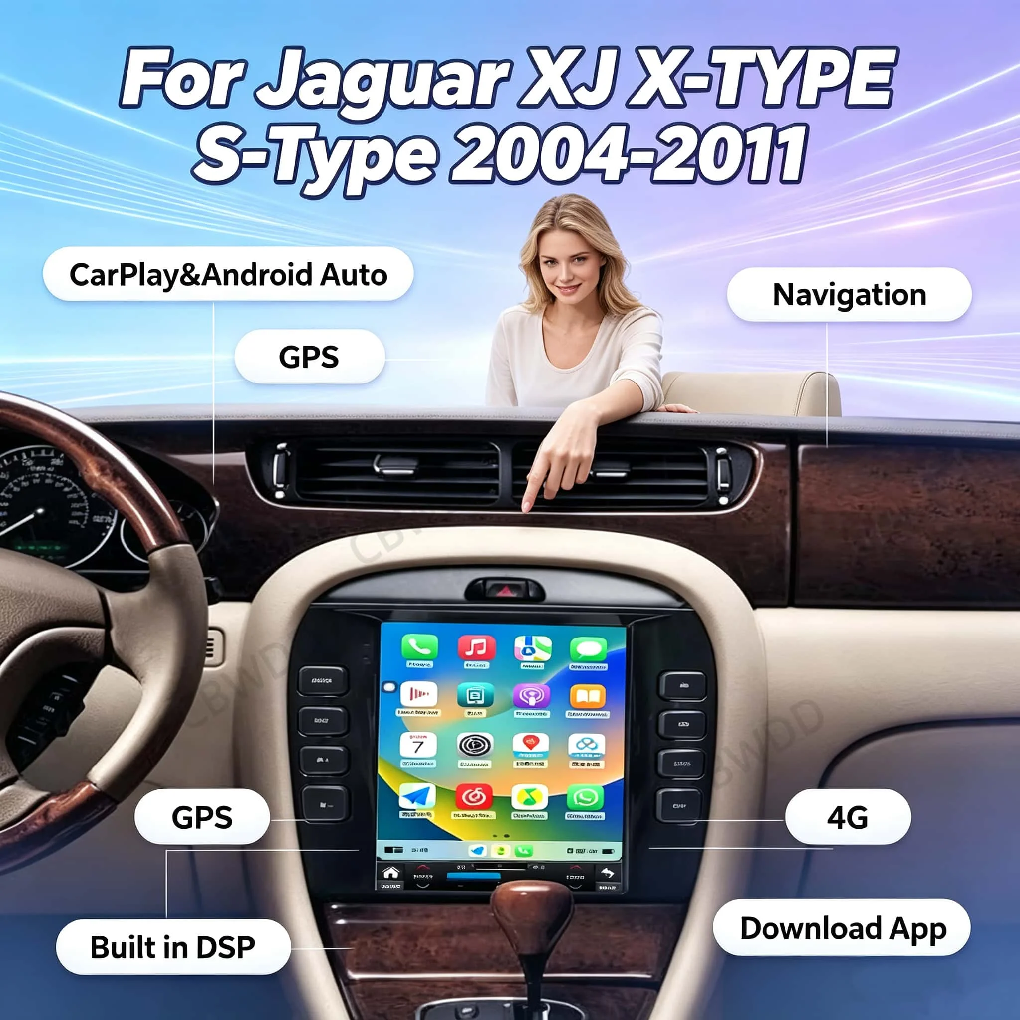 For Jaguar XJ X-TYPE S-Type 2004-2011 Carplay Android 13 Car Radio GPS Navigation Auto Audio Stereo Multimedia Player Head Unit