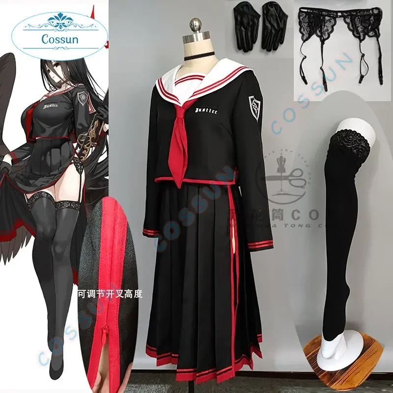 Blue Archive Hanekawa Hasumi Cosplay Costume Halloween Game Outfits Anime Women JK Uniform Black Red Dress School Uniform