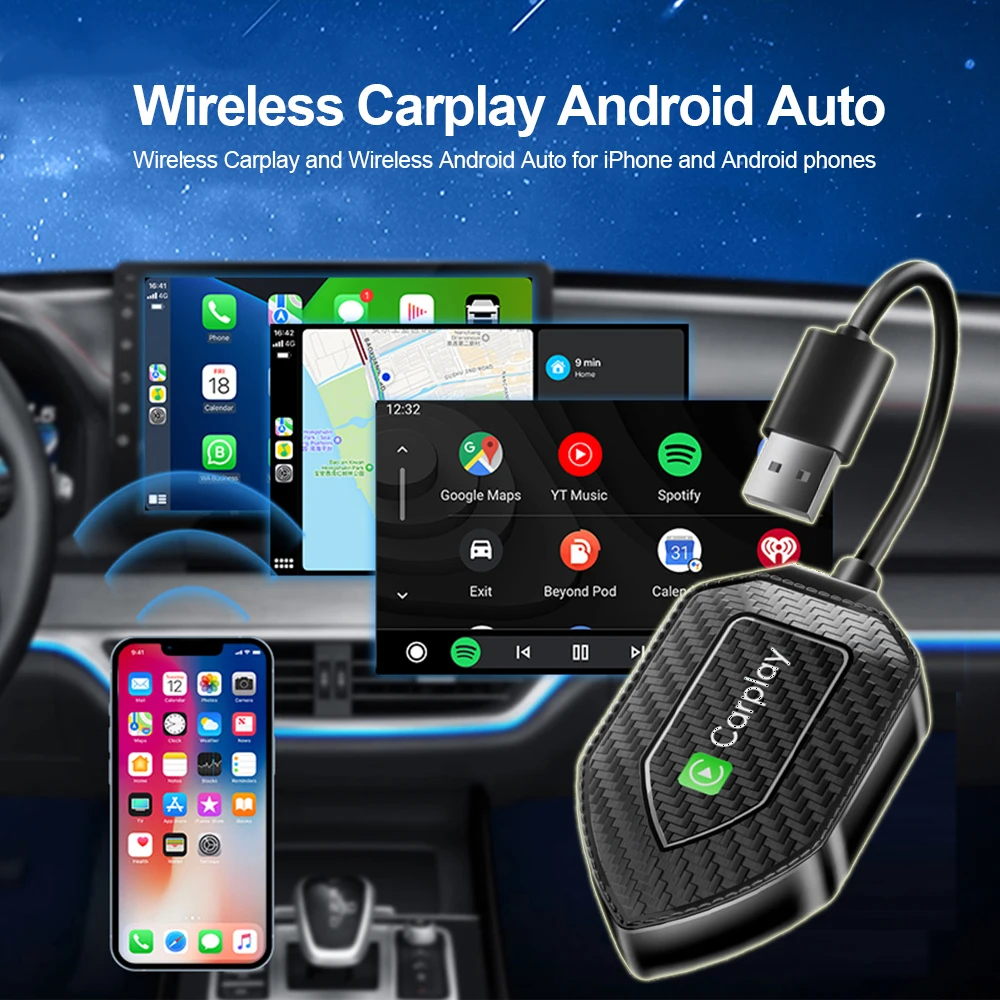 2 in 1 Wireless CarPlay for Android Auto Adapter Car play Mini Ai Box For Volvo Audi MG VW Hyundai Jeep Havel Kia