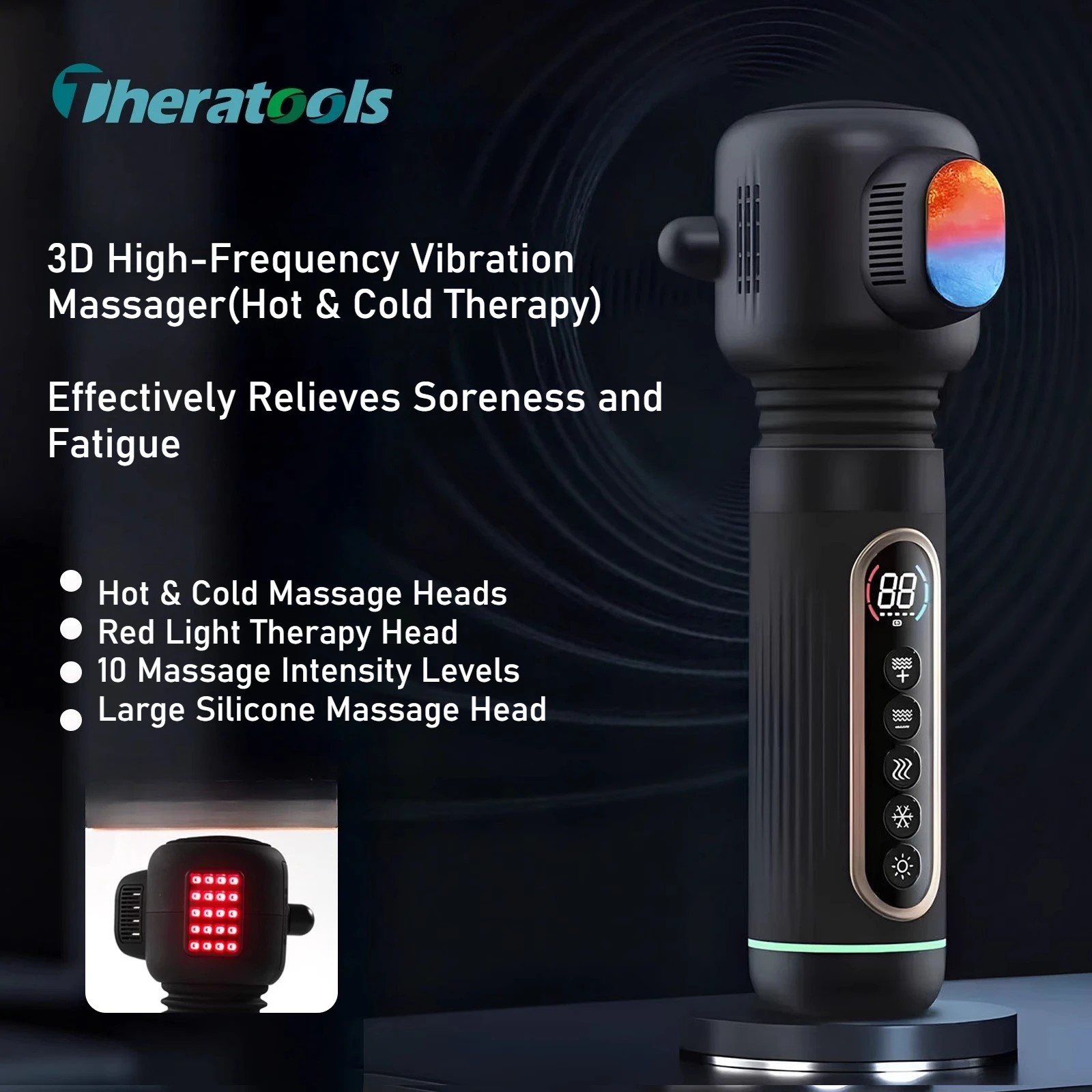 Theratools High-Frequency Massage Gun with Hot/Cold Compress - Muscle & Fascia Release Therapy Gun