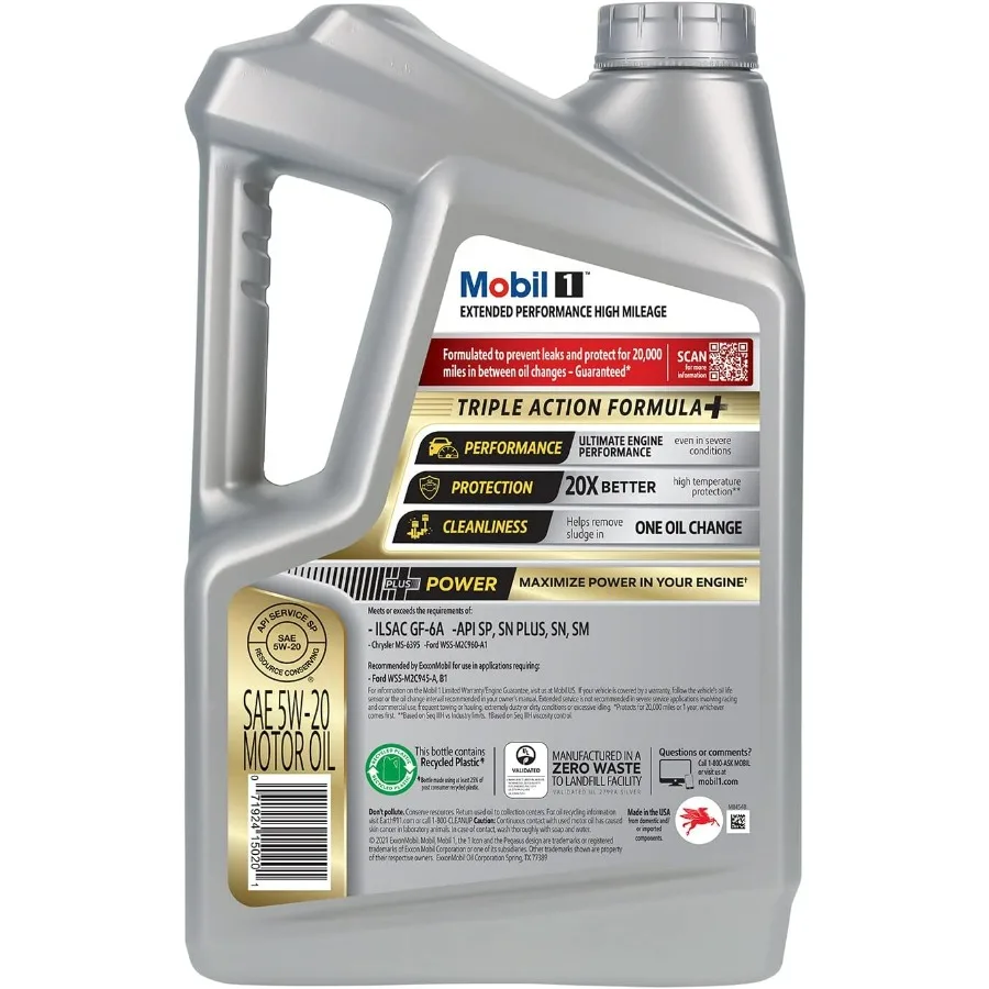 1-123840 Alto kilometraje de rendimiento extendido 5W-20; 5QT, gris (paquete de 2)