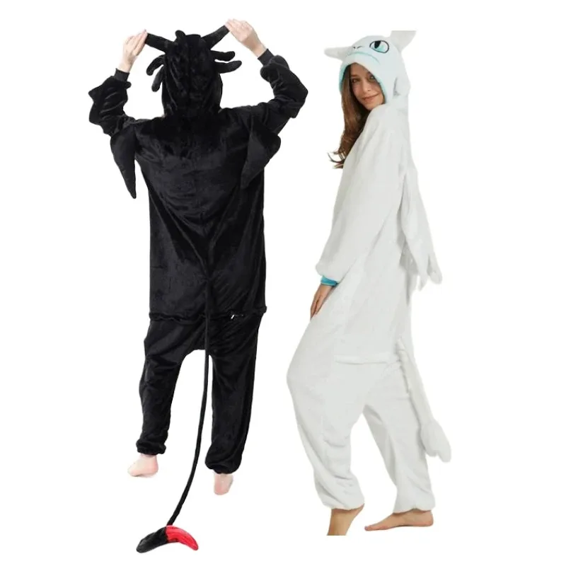 Onesie Costumes Animal Dragon Jumpsuit Hooded Sleepwear Cartoon Cosplay Costume Men Nightgown Pajamas for Unisex Adults Homewear