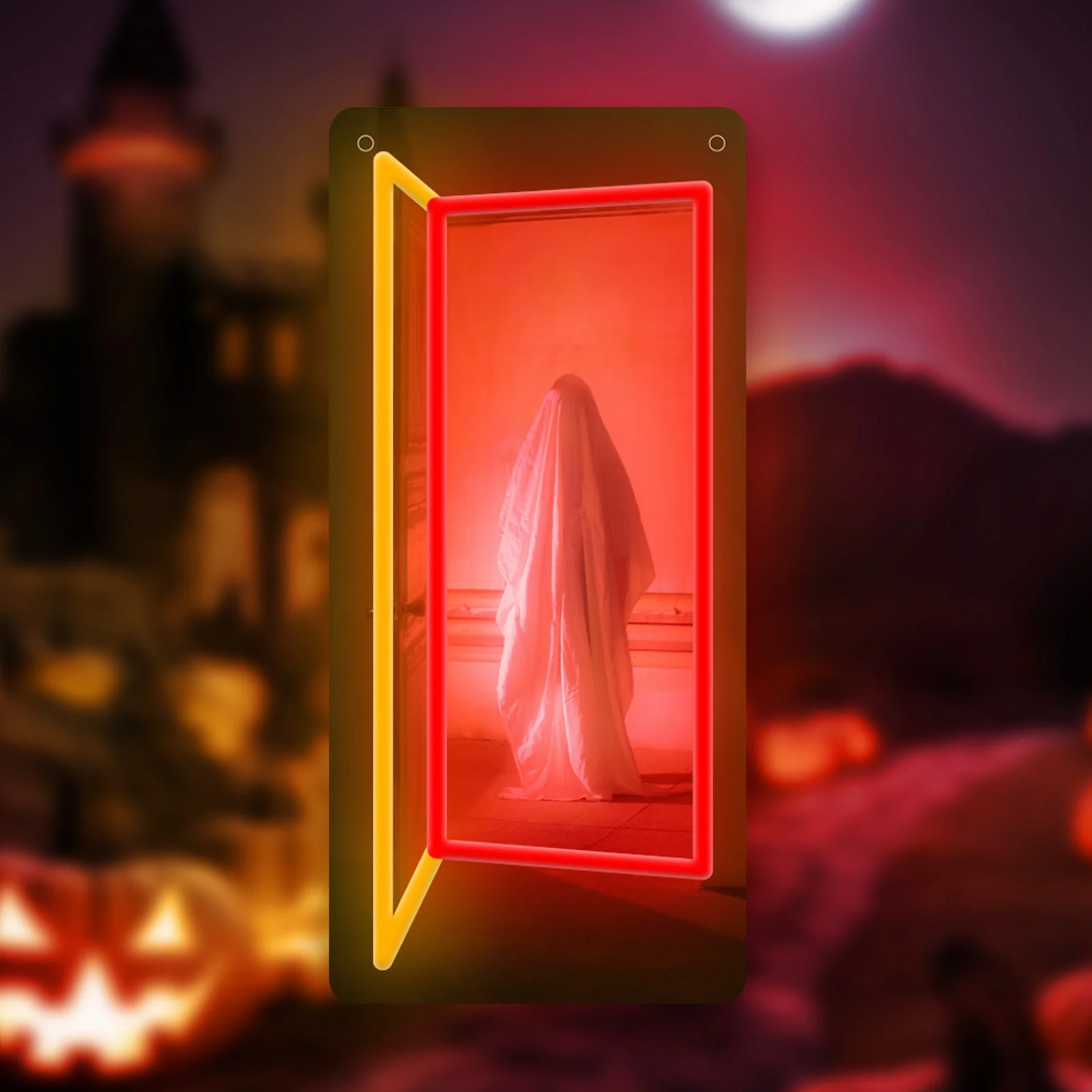 

Ghost Neon Sign LED Dimmable The Gate of Life Death Neon Light Terror Atmosphere for Bedroom Party Shop Restaurant Decor Gift