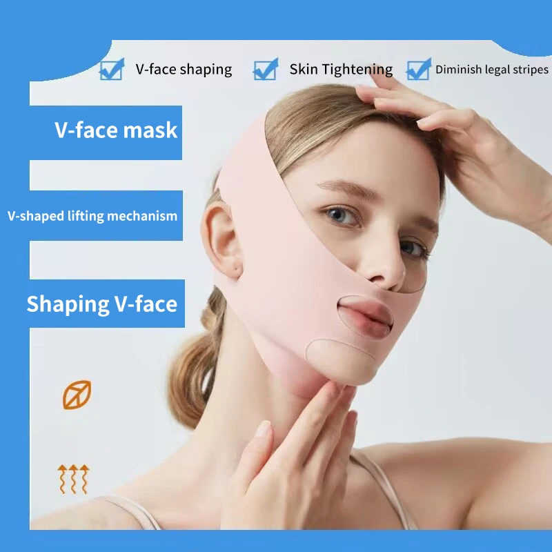 Banda facial en V transpirable, mascarilla facial delgada para Realce de mejillas, Reduce la papada doble, vendaje moldeador de línea en V, antiarrugas