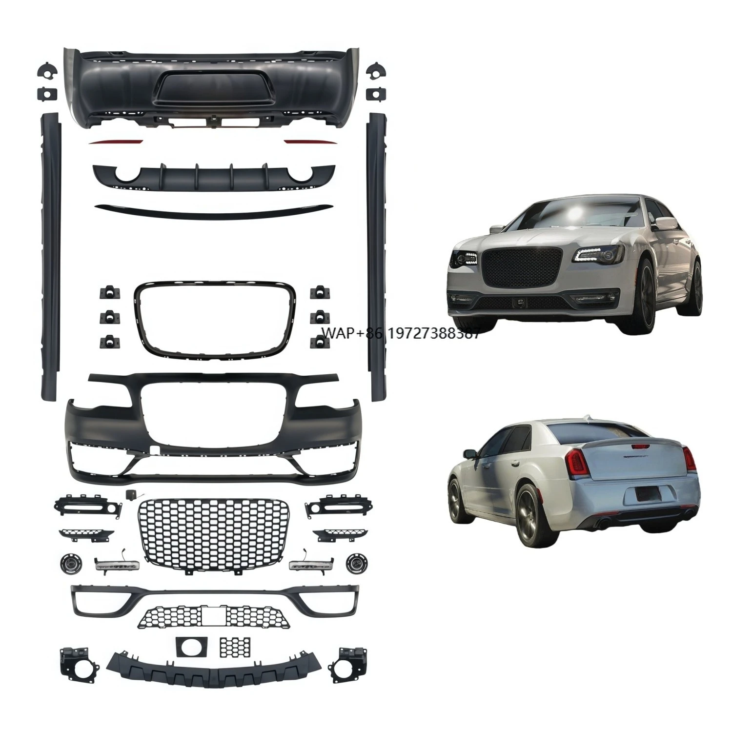 

Exterior Styling Upgrade SRT Body Kit for Chrysler 300C 2016-2024 Front Rear Bumper Hood Sides Skirts Rear Diffuser Full Set