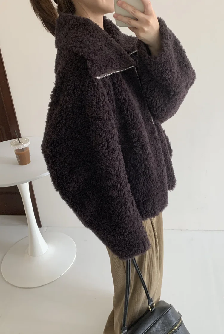 Casacos de pele femininos 2025 inverno nova moda estilo solto outwears grosso casacos e jaquetas de lã quente