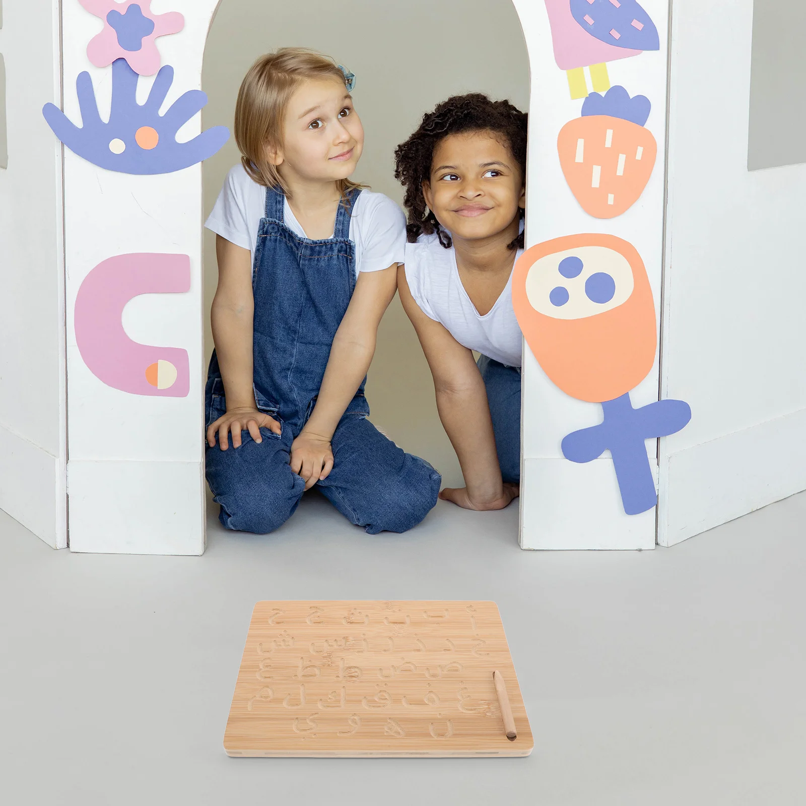 

1pcs Wooden Alphabet Tracing Board Montessori Learning Tool For Kids Handwriting Practice Fine Motor Skills Development Grooved