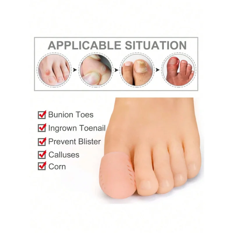 2PCS Breathable Toe Protectors Sleeve Bunion Pads Cushion Big Toe Guards Silicone Toe Covers For Protection Of Ingrown Toenails