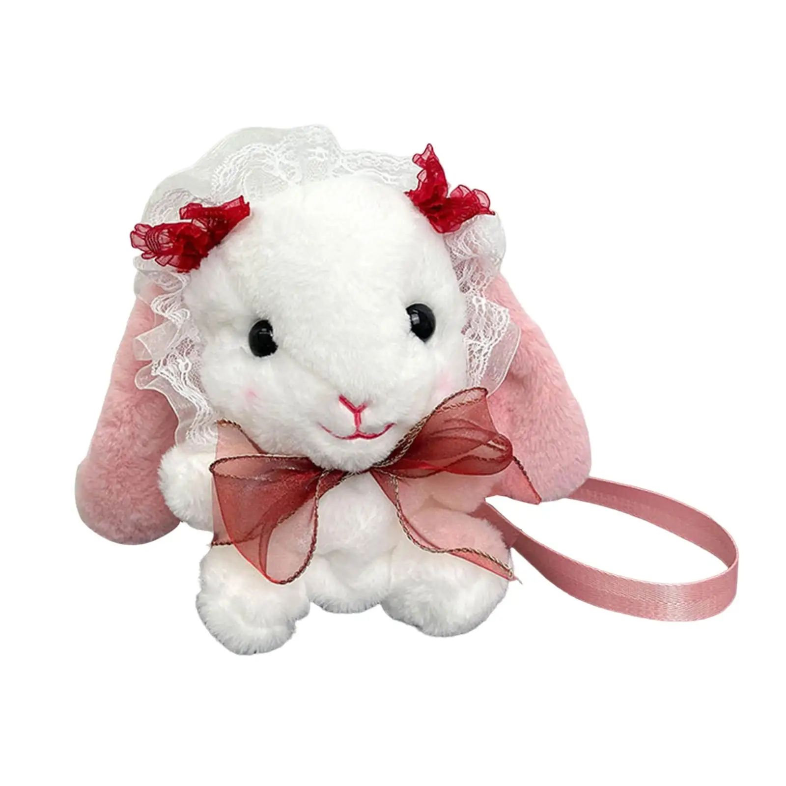 Cartoon Plush Rabbit Shoulder Bag with Adjustable Strap, Lovely Animal Purse, BunnyCellphone Bag for Women Girls Kids Gift