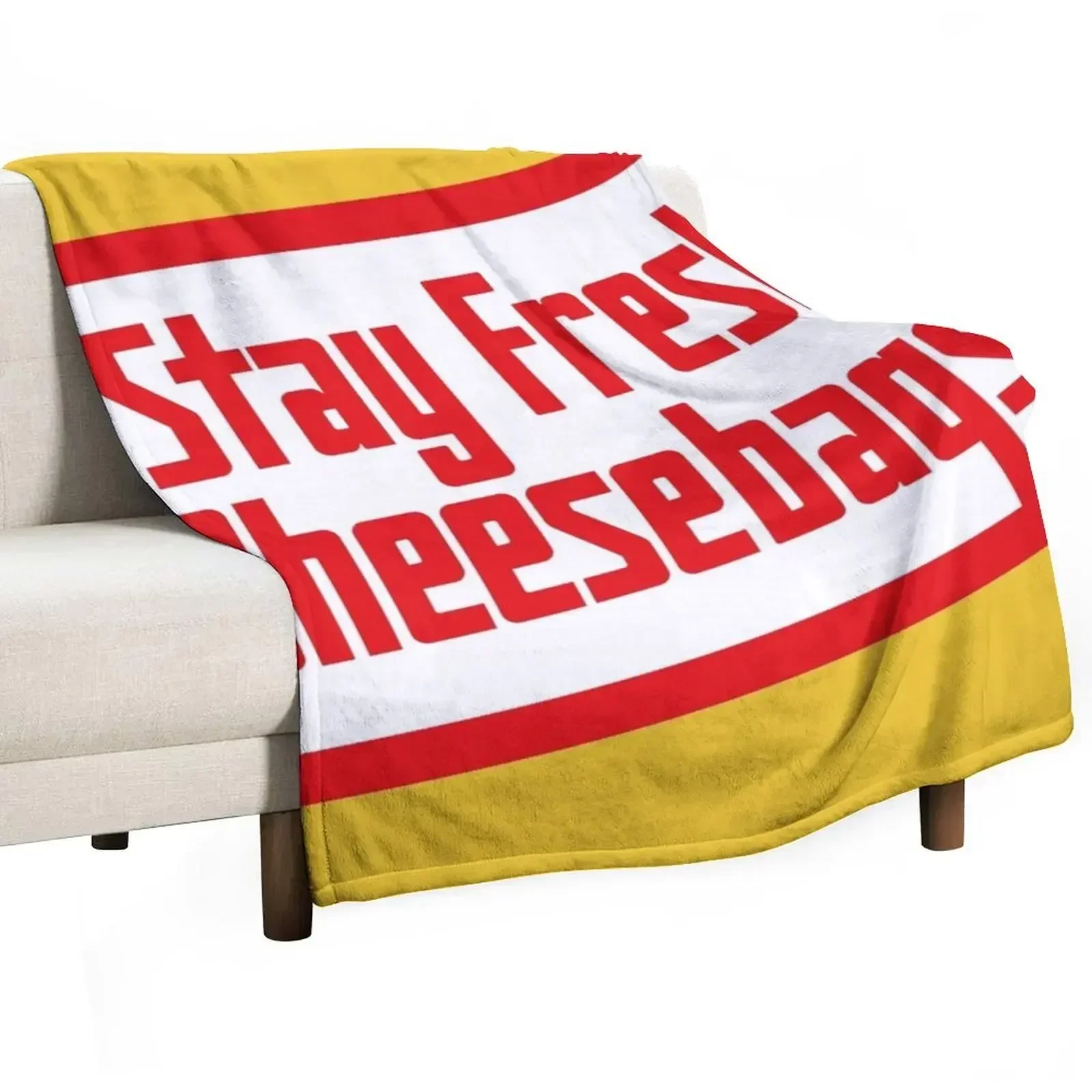 Stay Fresh Cheese Bags - Retro (Red and White on Yellow) Throw Blanket Camping Giant Sofa For Sofa Thin Warm Blankets