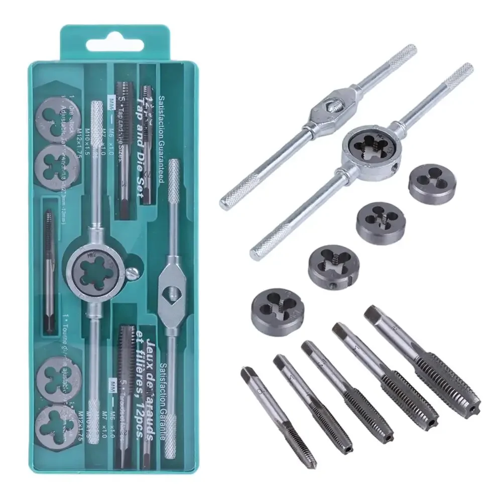 10/20Pcs Tap Die Set M3-M12 Screw Thread Metric Taps Wrench Dies DIY Kit Wrench Screw Threading Hand Tools Alloy Metal