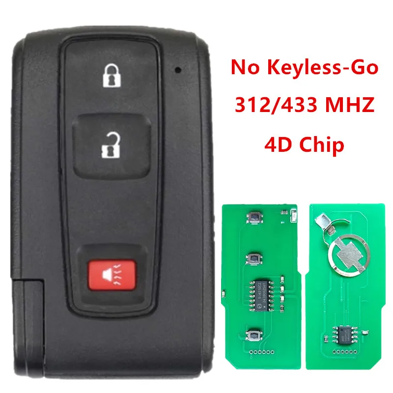 

For Toyota Prius 2004 -2009 Auto Car Smart Remote No Keyless-Go Key Fob 3 Buttons 312/433MHz 4D Chip Key FCC MOZB21TG