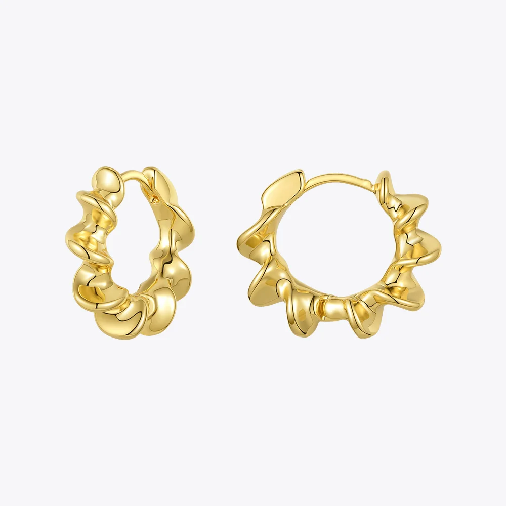 ENFASHION Sun Flower Hoop Earrings For Women Gold Color Curved Sculptural Hoops Earings Fashion Jewelry Gifts Kolczyki E201198