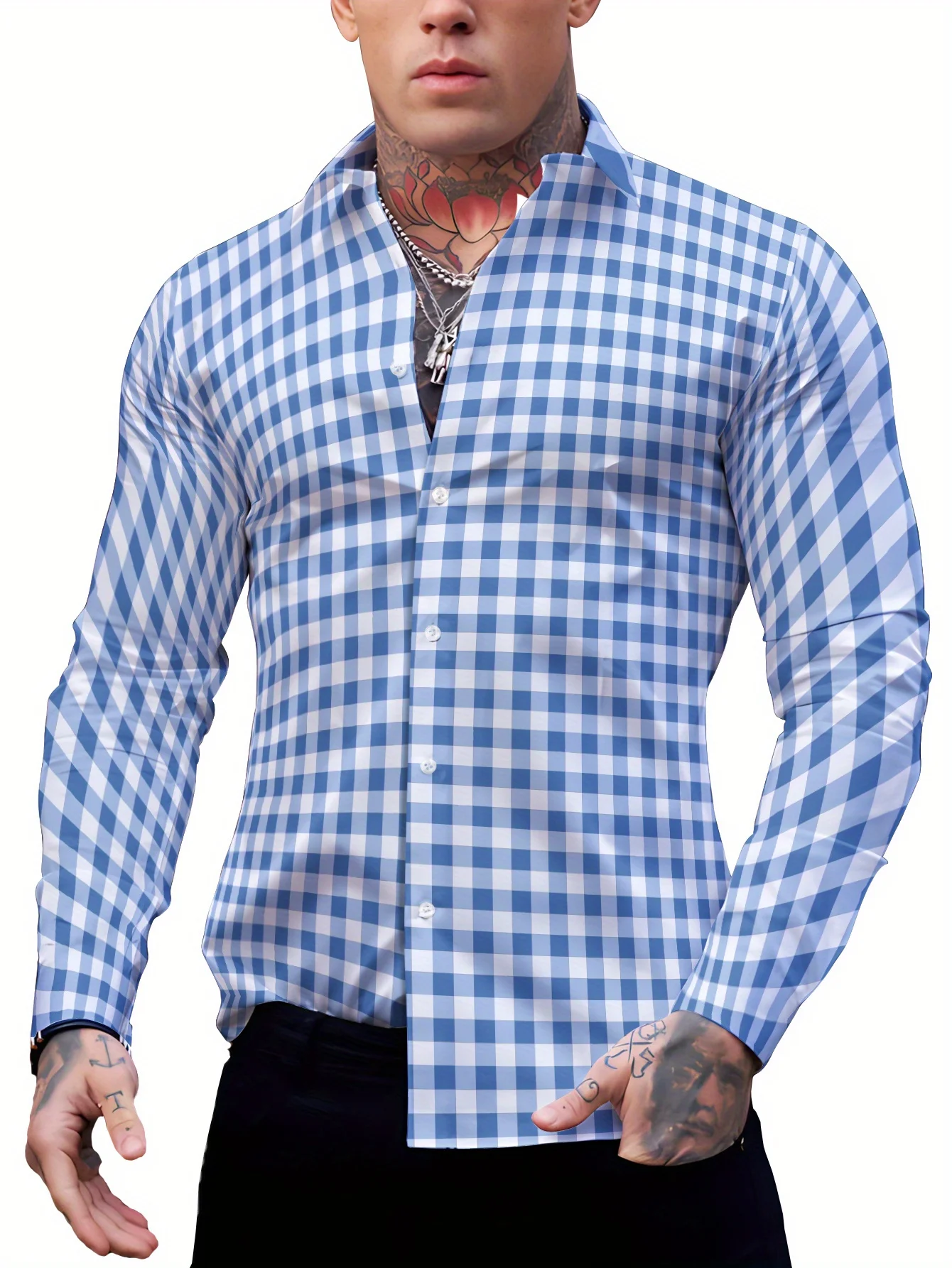 Clilsmap Mens Shirts, Woven Long Sleeve Button Shirt, Plaid Button Down Casual Shirt for Wedding Party