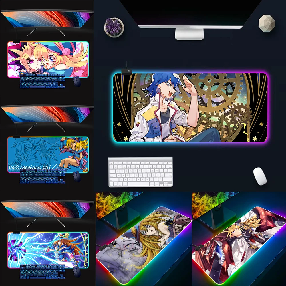 

Anime YuGiOh Dark Magician RGB Pc Gamer Keyboard Mouse Pad Mousepad LED Glowing Mouse Mats Rubber Gaming Computer Mausepad