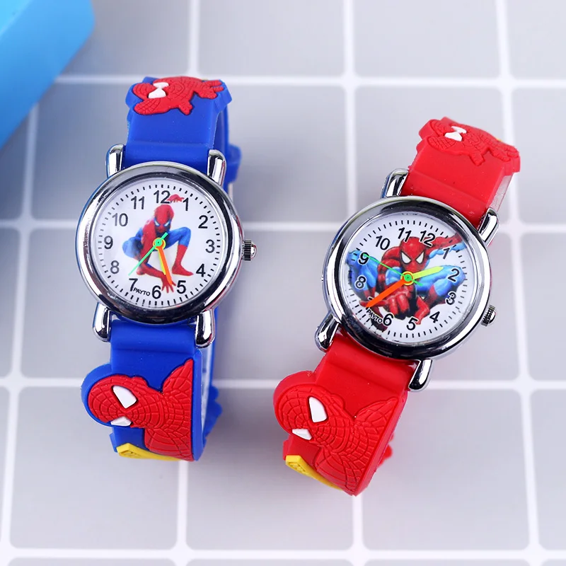 Cartoon Frozen Elsa Watches for Kids Boys Rubber Strap Quartz Wristwatch Spiderman Children Clock Student relogio Gift montre