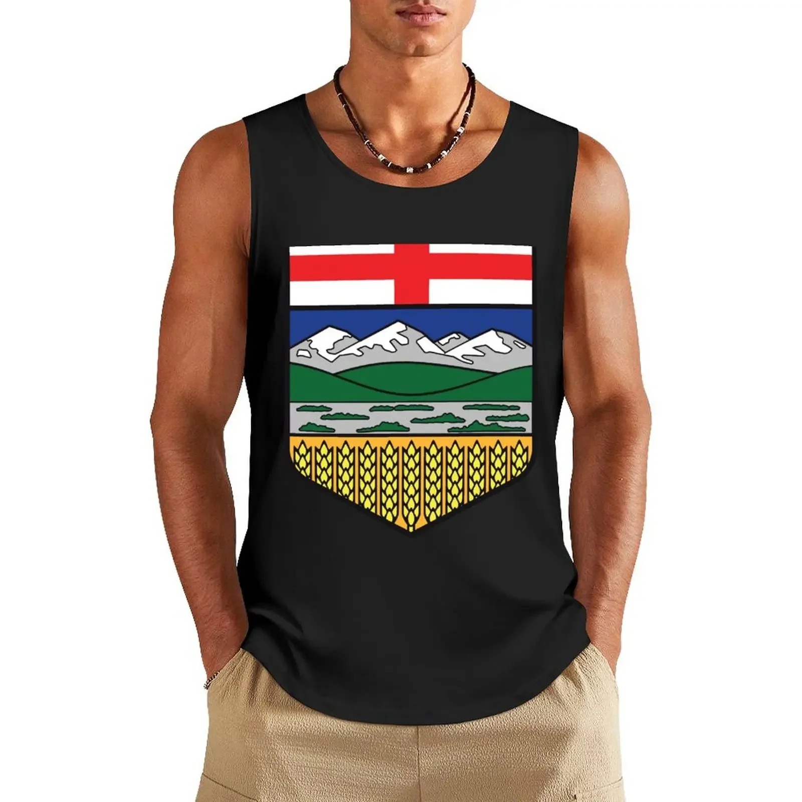 Alberta provincial flag with blue background Canada HD High Quality Online Store Tank Top Vest