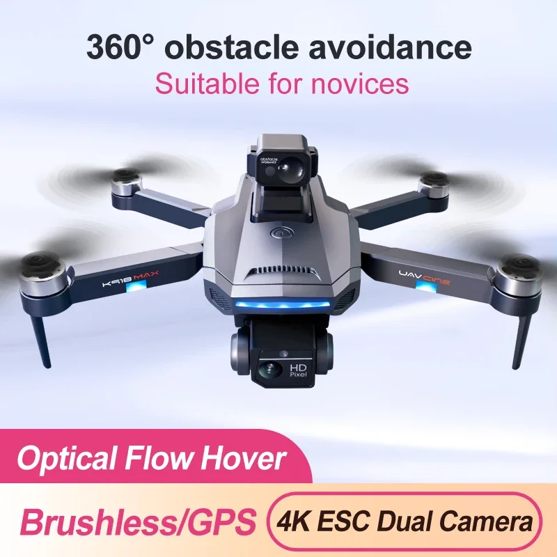 K918MAX GPS Drone 4K 8K Professional HD Dual Camera Brushless 360 Obstacle Avoidance Foldable FPV Quadcopter RC Helicopter Toys