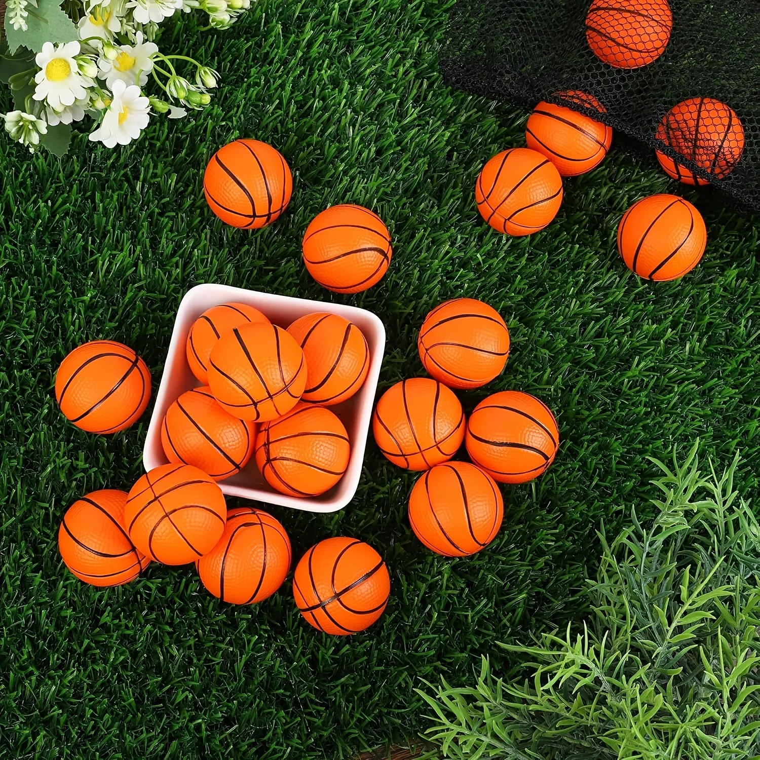 8pcs Mini Basketball Stress Balls Bulk Squeeze Basketballs Party Favors Decoration for Adults Decompression Toy School Sports