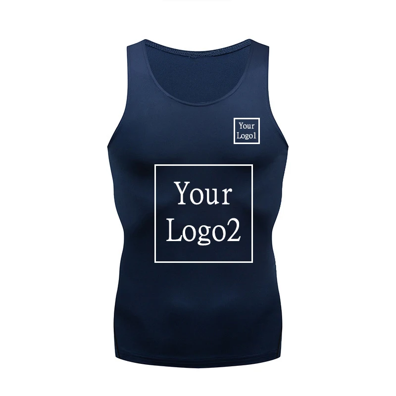 

Sleeveless Custom Logo Tank Tops for Men Muscle Vest Undershirts Compression Vests Running Shirt Elastic Quick Dry Slim Vests