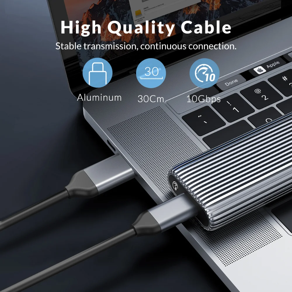 ORICO M.2 SATA SSD Case M.2 NGFF SSD Adaptador de carcasa USB 3.1 Gen2 USB C Caja externa compatible con B-Key